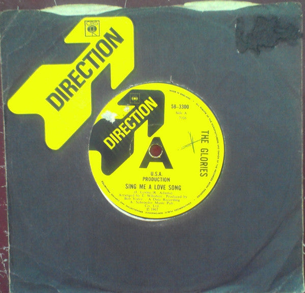 The Glories : Sing Me A Love Song (7", Single, Sol)