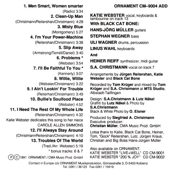 Katie Webster & Black Cat Bone (2) : Men Smart, Women Smarter (CD, Album)