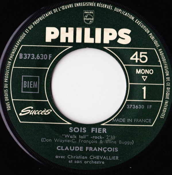 Claude François : Sois Fier (7", Single, Mono, Jukebox)