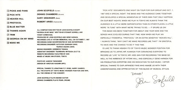 The John Scofield Band : Pick Hits Live (CD, Album, RE)