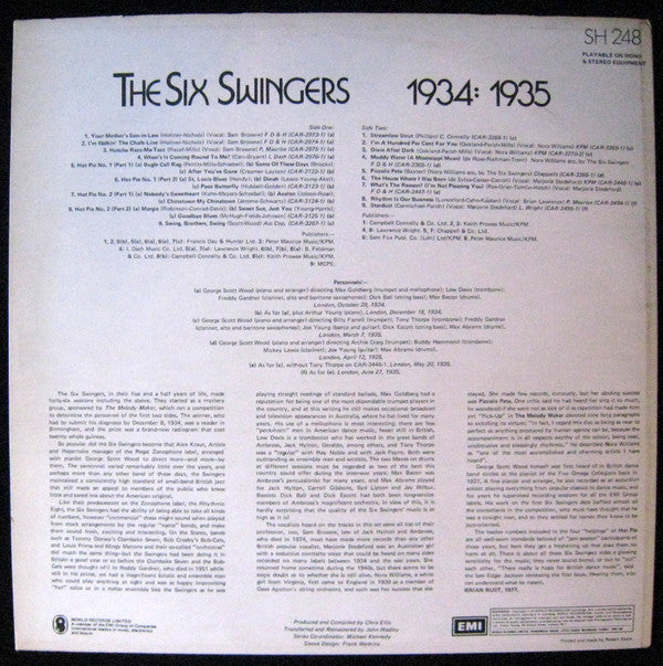 The Six Swingers : 1934: 1935 (LP, Comp)