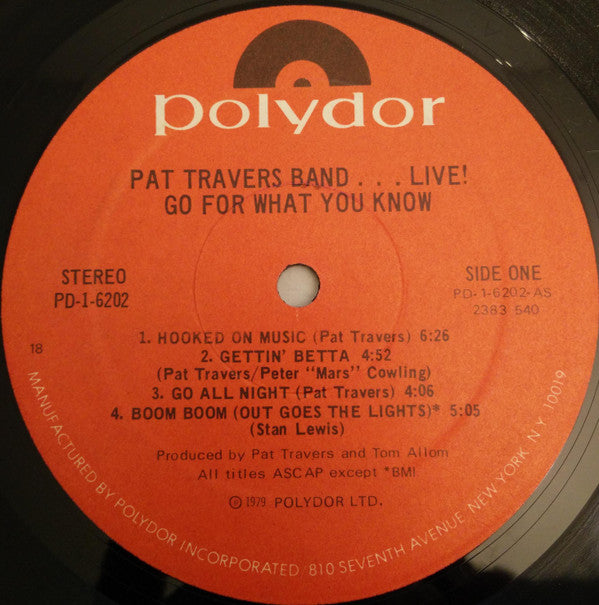 Pat Travers Band : Live! Go For What You Know (LP, Album, 18 )