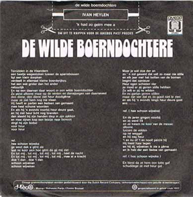Ivan Heylen : De Wilde Boerndochtere (7", Single, Mono)