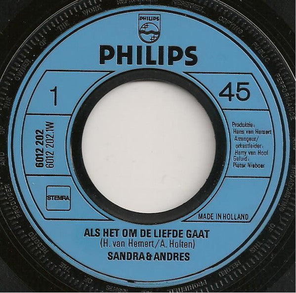 Sandra & Andres : Als Het Om De Liefde Gaat / Oude Zigeuner (7", Single, Blu)