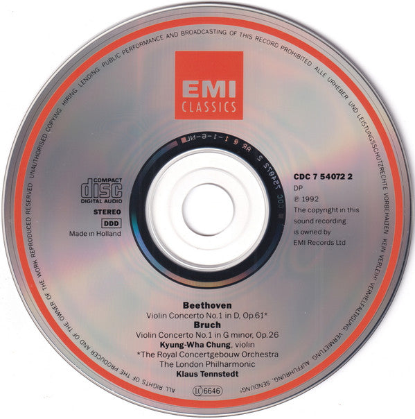 Ludwig van Beethoven / Max Bruch, Concertgebouworkest, London Philharmonic Orchestra, Kyung-Wha Chung, Klaus Tennstedt : Violinkonzert / Violinkonzert No. 1 (CD, Album)