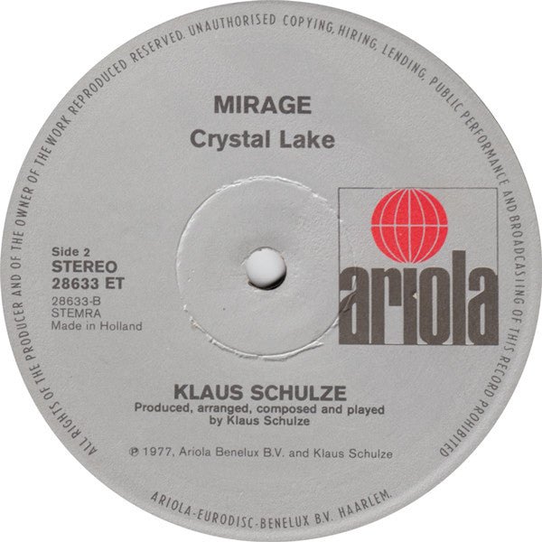 Klaus Schulze : Mirage (LP, Album, Gat)