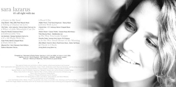 Sara Lazarus With Biréli Lagrène Gipsy Project : It's All Right With Me (CD, Album)