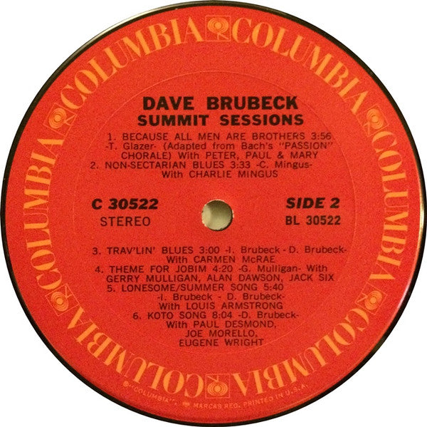 Dave Brubeck : Summit Sessions (LP, Album, RE)
