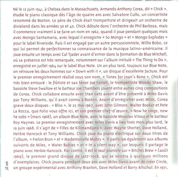 Chick Corea : Jazz Masters (100 Ans De Jazz) (CD, Album, RE)