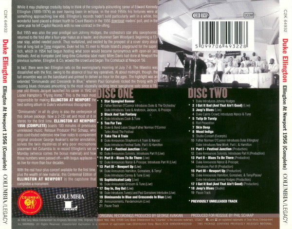Duke Ellington : Ellington At Newport 1956 (Complete) (2xCD, Album, Mono, RM)