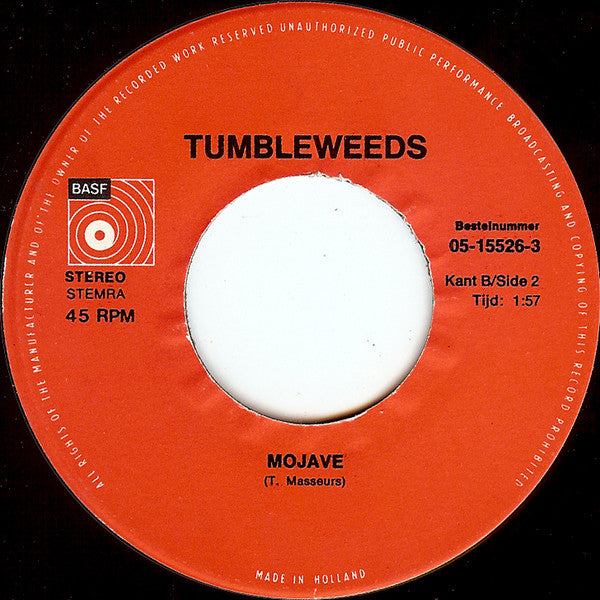 The Tumbleweeds : Somewhere Between (7", Single)