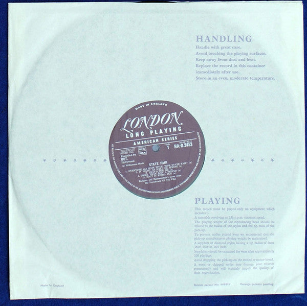 Rodgers & Hammerstein - Pat Boone / Bobby Darin / Pamela Tiffin / Ann Margret / Tom Ewell / Alice Faye : State Fair (LP, Album, Mono)