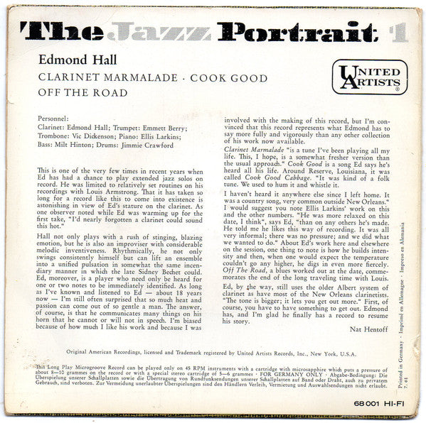 Edmond Hall : The Jazz Portrait (7", EP)