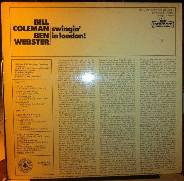 Bill Coleman (2) / Ben Webster : Swingin' In London (LP, Album)