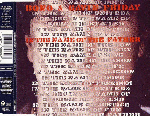 Bono & Gavin Friday : In The Name Of The Father (CD, Maxi)