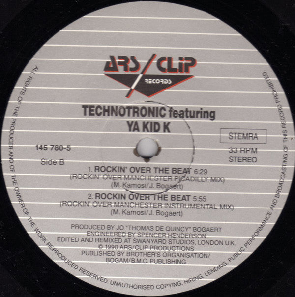 Technotronic Featuring Ya Kid K : Rockin' Over The Beat (The Bernard Sumner "Rockin' Over Manchester" Remixes) (12", Maxi)