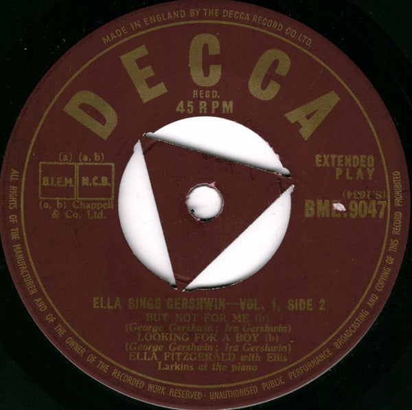 Ella Fitzgerald : Ella Sings Gershwin, vol. 1 (7", EP, Mono)