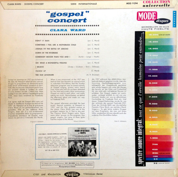Clara Ward : Gospel Concert (LP, Album, Mono)