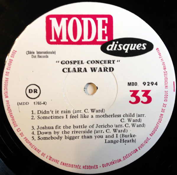 Clara Ward : Gospel Concert (LP, Album, Mono)
