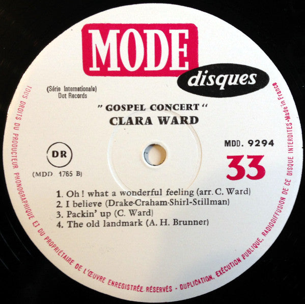 Clara Ward : Gospel Concert (LP, Album, Mono)