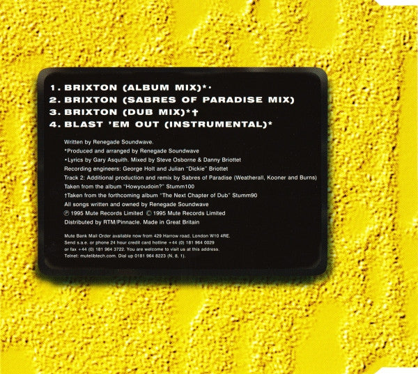 Renegade Soundwave : Brixton (CD, Single)