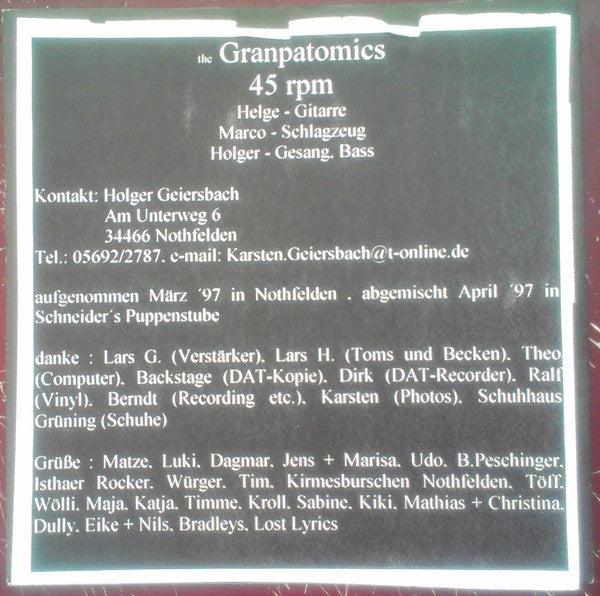 The Granpatomics : Choose The Right Shoes (7", EP)