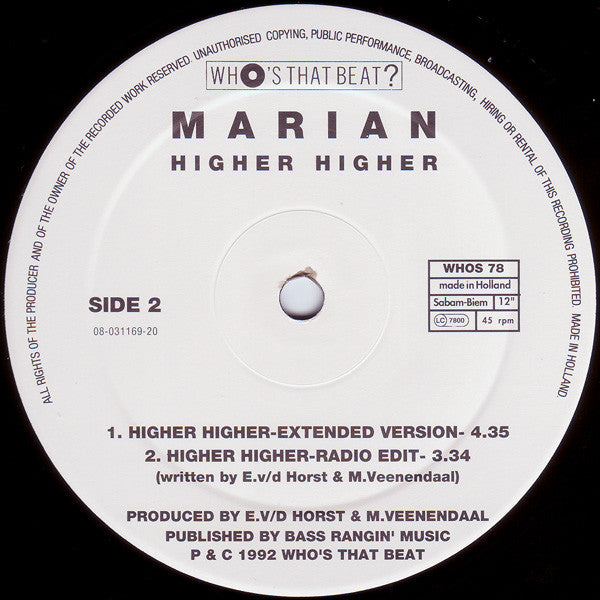 Marian (2) : Higher Higher (12")