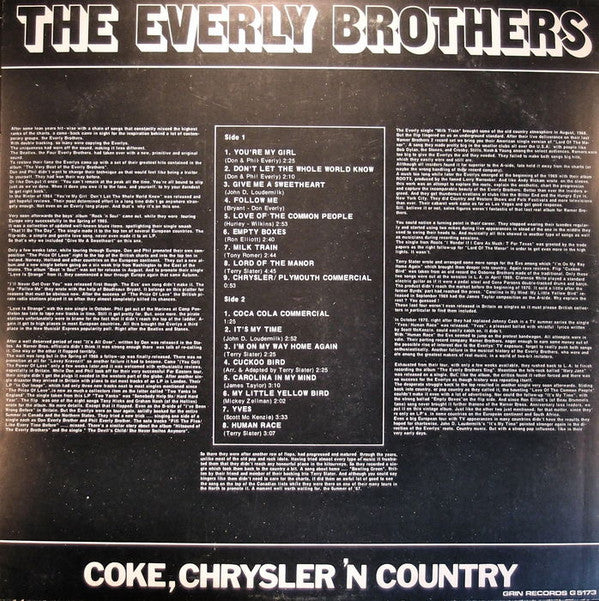 Everly Brothers : Coke, Chrysler 'N Country (LP, Comp, Unofficial)