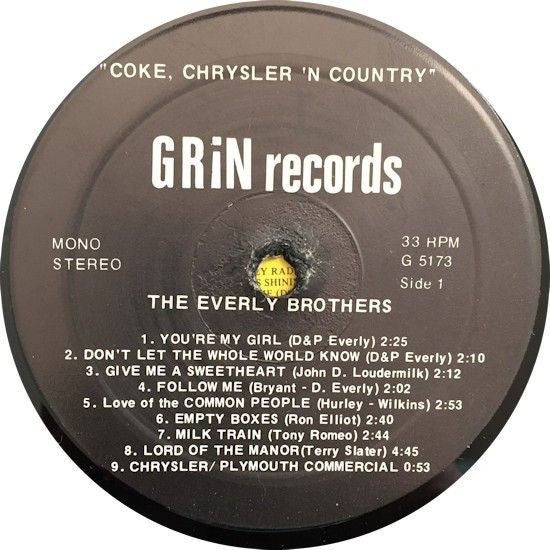 Everly Brothers : Coke, Chrysler 'N Country (LP, Comp, Unofficial)