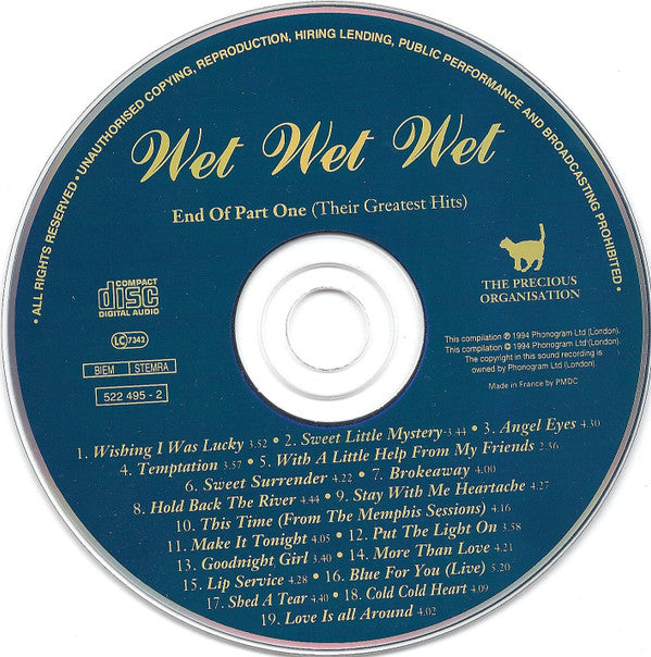Wet Wet Wet : End Of Part One (Their Greatest Hits) (CD, Comp, RE, Blu)