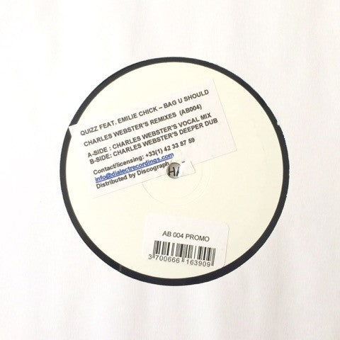 Quizz Feat. Emilie Chick : Bag U Should (Charles Webster's Remixes) (12", Promo, W/Lbl)