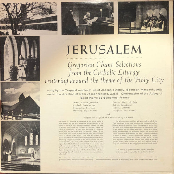 Saint Joseph's Abbey Choir : Jerusalem (LP, Album)