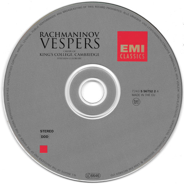 Sergei Vasilyevich Rachmaninoff / The King's College Choir Of Cambridge, Stephen Cleobury : Vespers (CD)