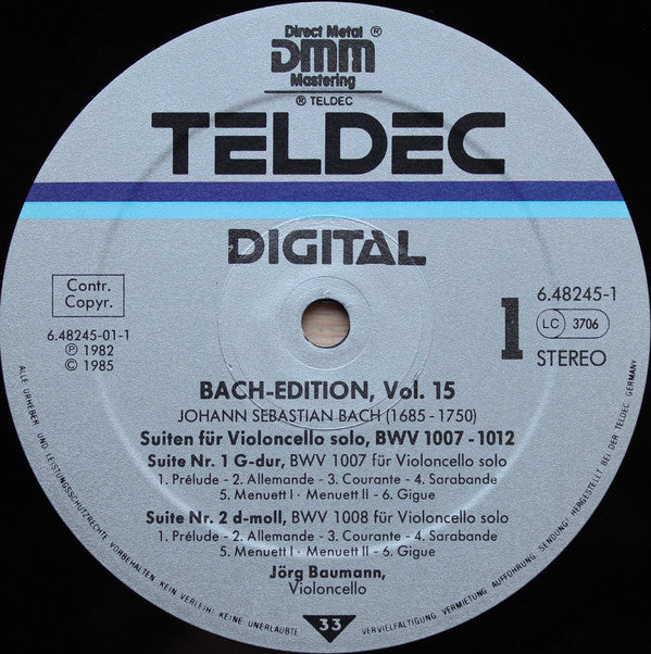 Johann Sebastian Bach - Jörg Baumann : Die Suiten Für Violoncello Solo (LP, Album, RE + LP, Album, RE + Comp, S/Edition)