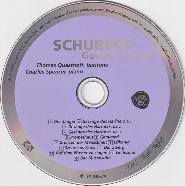 Franz Schubert, Thomas Quasthoff, Charles Spencer (2) : Goethe-Lieder (CD)