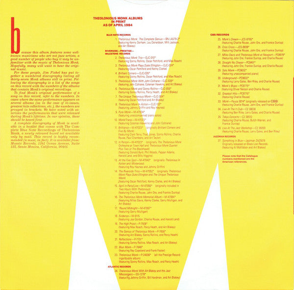 Various : That's The Way I Feel Now - A Tribute To Thelonious Monk (2xLP, Album)