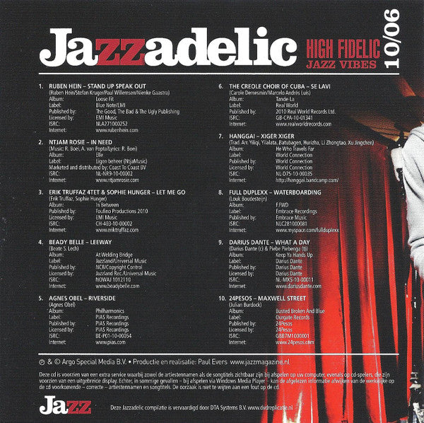 Various : Jazzadelic 10.6 High-Fidelic Jazz Vibes (CD, Comp, Promo)
