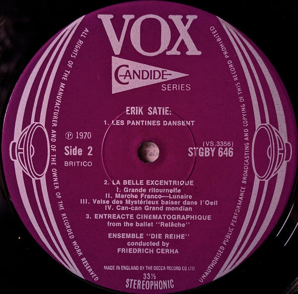 Erik Satie, Ensemble "Die Reihe", Wien, Friedrich Cerha / Orchestra Of Radio Luxembourg, Louis de Froment : Orchestral Works (LP)