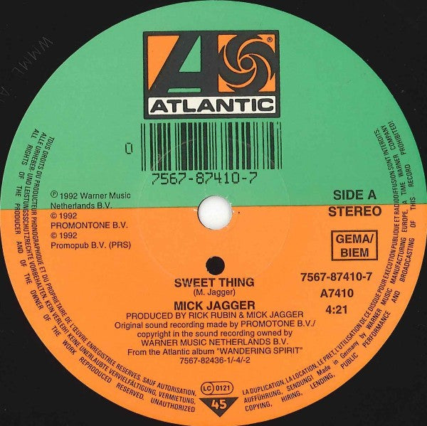 Mick Jagger : Sweet Thing (7", Single)