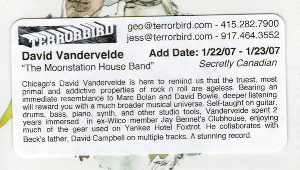 David Vandervelde : The Moonstation House Band (CD, Album)