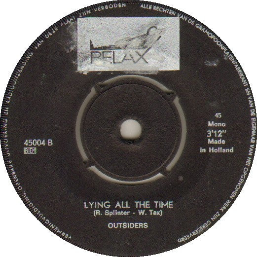 The Outsiders (5) : Thinking About Today / Lying All The Time (7", Mono, RP)
