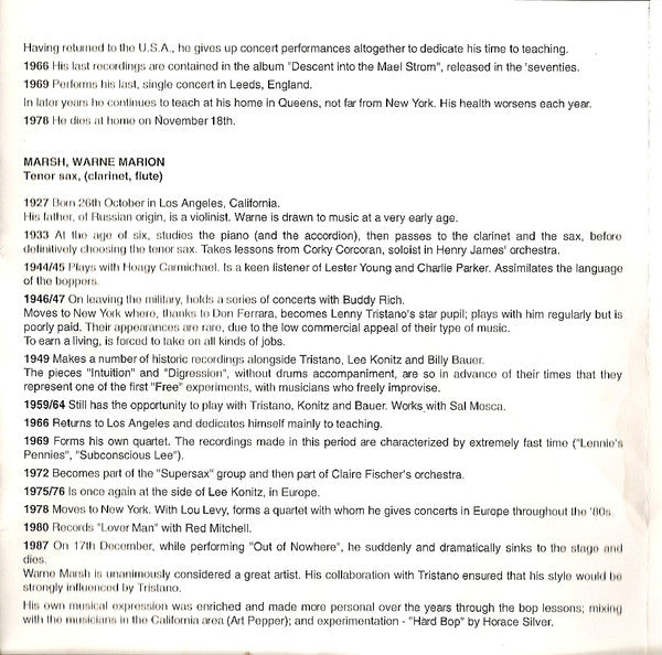 Lennie Tristano : Requiem (CD, Album, RE)