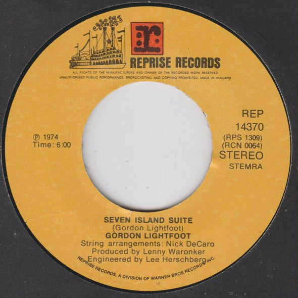 Gordon Lightfoot : Carefree Highway (7", Single)