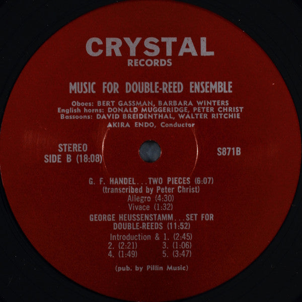 George Heussentamm, Georg Friedrich Händel, Boris Pillin, Johann Sebastian Bach : English Horns, Oboes, Bassoons, Contra-Bassoons Play Music For Double Reed Ensemble (LP)