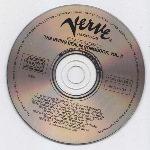 Ella Fitzgerald : The Irving Berlin Songbook Volume 2 (CD, Comp, RM)