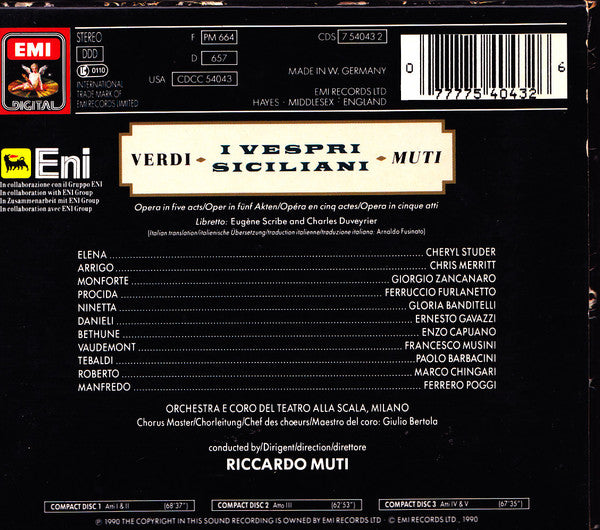 Giuseppe Verdi, Riccardo Muti, Cheryl Studer, Giorgio Zancanaro, Chris Merritt, Ferruccio Furlanetto : I Vespri Siciliani  (3xCD, Album)
