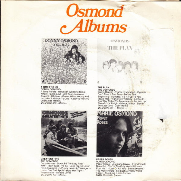 The Osmonds : Hold Her Tight / Movie Man (7")