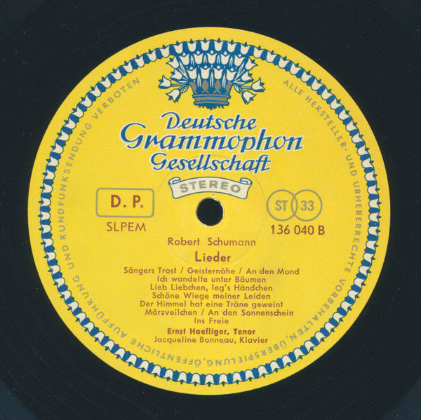 Franz Schubert, Robert Schumann - Ernst Haefliger, Jacqueline Bonneau : Die Schöne Müllerin Op. 25 (Nr. 15-20) / 10 Lieder (LP)