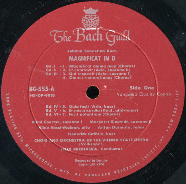 Johann Sebastian Bach : Mimi Coertse And Margarete Sjöstedt • Hilde Rössel-Majdan • Anton Dermota • Frederick Guthrie, Wiener Staatsopernchor And Orchester Der Wiener Staatsoper, Felix Prohaska : Magnificat In D / Cantata No. 50 "Nun Ist Das Heil Und Die Kraft" (LP, Album)