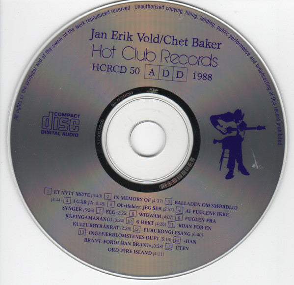 Jan Erik Vold Og Chet Baker : Blåmann! Blåmann! (CD, Album)